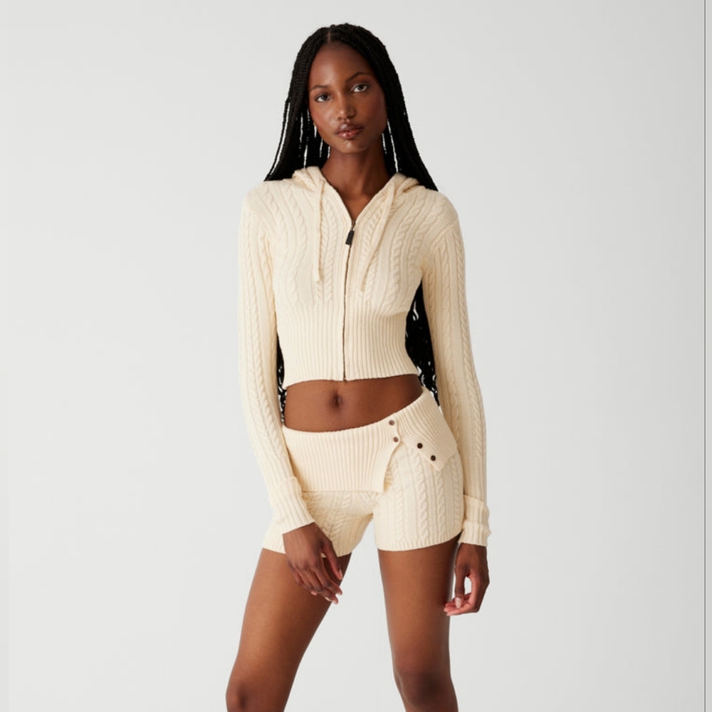 Frankies Bikinis Cloud Knit Hoodie and Mini Short